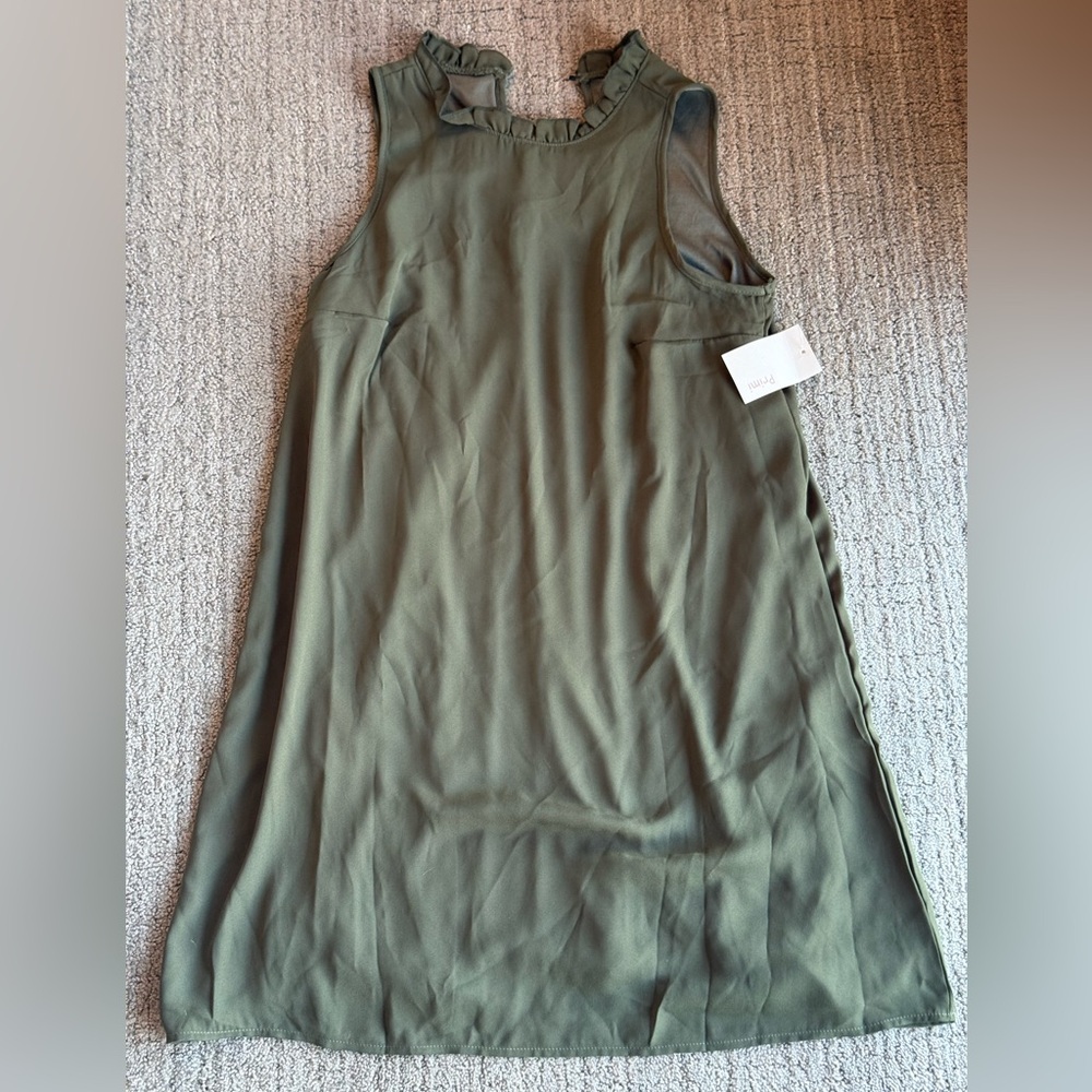 Olive Green Sleeveless Flowy Dress  NEW WITH TAGS